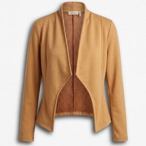 Must Have Womens Camel Tan Open Front Knit Blazer Jacket Medium